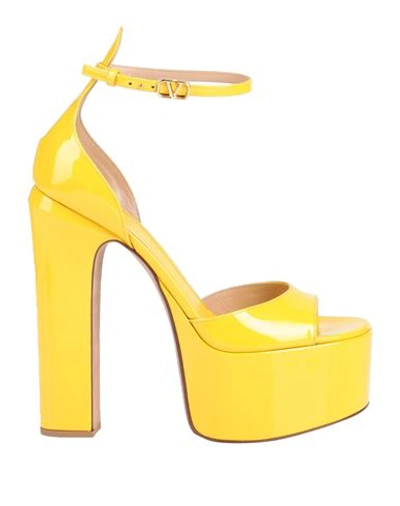 Valentino Garavani Woman Sandals Yellow Size 10 Soft Leather