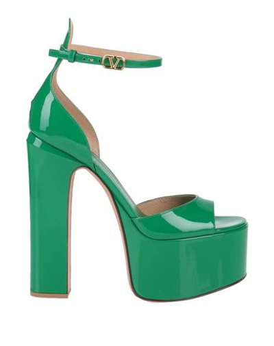Valentino Garavani Woman Sandals Green Size 6.5 Soft Leather