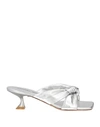 Stuart Weitzman Cece Metallic Twisted Ring Slide Sandals In Silver