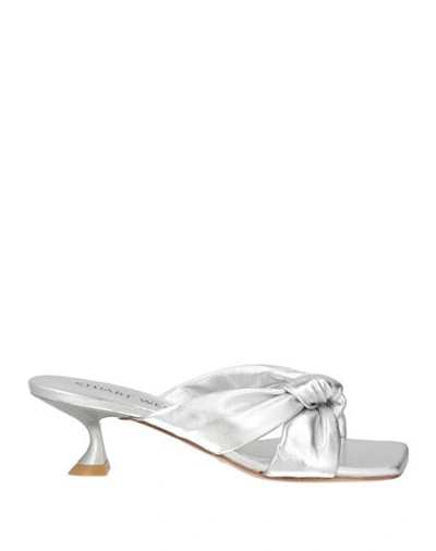 Stuart Weitzman Cece Metallic Twisted Ring Slide Sandals In Silver