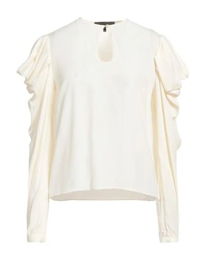 Rochas Woman Top Ivory Size 6 Acetate, Silk In White