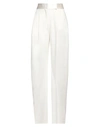 ATTICO THE ATTICO WOMAN PANTS IVORY SIZE 4 VIRGIN WOOL, ELASTANE, SILK