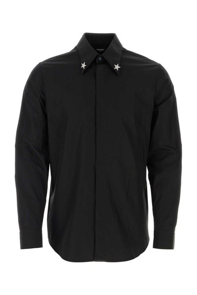 Balmain Star Detailed Buttoned Shirt In Black
