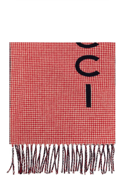 Gucci Logo Intarsia Houndstooth Scarf In Multi