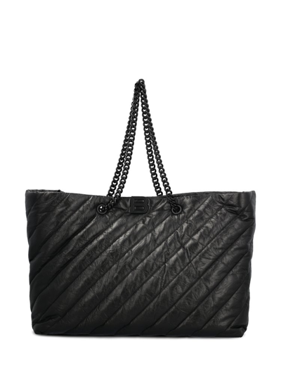 Balenciaga Crush Large Quilted Tote Bag In Black