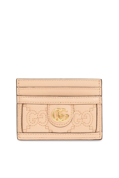 Gucci Logo Plaque Cardholder In Beige