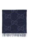 GUCCI GUCCI GG JACQUARD FRINGED SCARF