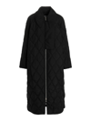 Ganni Quilted Recycled Ripstop Maxi Coat In Negro