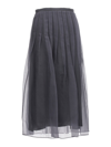 Brunello Cucinelli Lignite Silk Midi Skirt In Gris