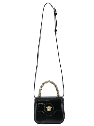 Versace La Medusa Patent Mini Bag In Black