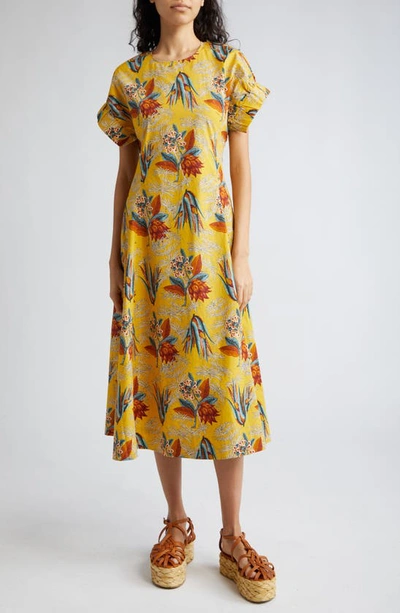 Ulla Johnson Devon Floral Cotton Midi Dress In Multicolor