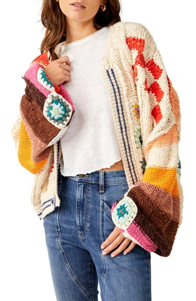 Free People Clear Skies Cardi In Cream Combo