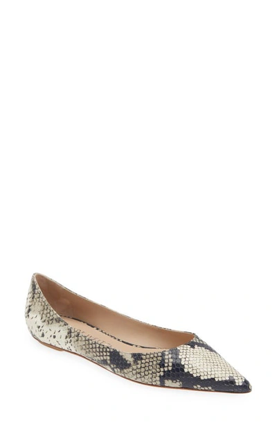 Stuart Weitzman Emilia Snake-embossed Ballerina Flats In New Roccia