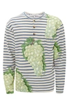 Jw Anderson Henley Top With Grape Motif In Natural/ Blue
