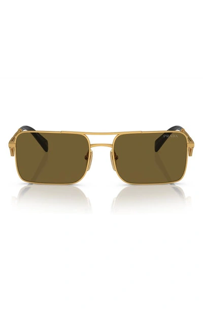 Prada Men's A52s 56mm Rectangular Sunglasses In Matte Gold Brown