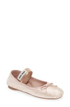 Miu Miu Logo-patch Satin Ballet Flats In Pink