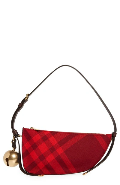 Burberry Mini Shield Check Shoulder Bag In Red