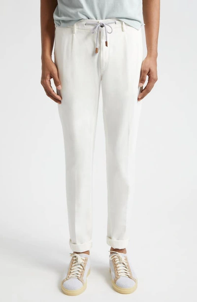 Eleventy Drawstring-waist Corduroy Trousers In White