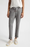 Eleventy Drawstring Waist Stretch Virgin Wool Pants In Light Grey