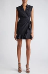 CINQ À SEPT ZENNI RUFFLE SLEEVELESS WRAP DRESS