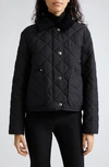Burberry Lanford Corduroy-collar Quilted Jacket In Black