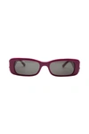 Balenciaga Dynasty Rectangle Sunglasses Accessories In Pink & Purple