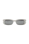 Balenciaga Logo Rectangle Acetate Sunglasses In White