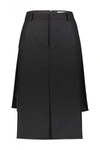 Balenciaga Flat Pencil Skirt With Front Panel In Black