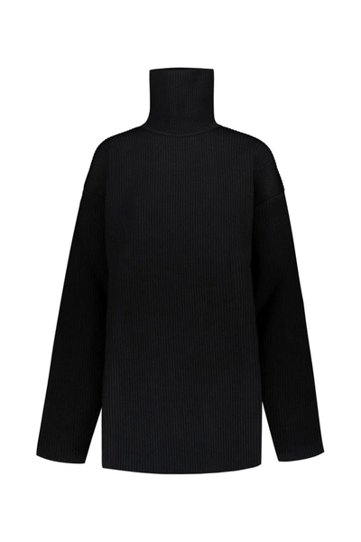 Balenciaga Oversized Turtleneck Sweater In Black