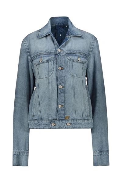 Courrèges Crystal-embellished Denim Jacket In Blue