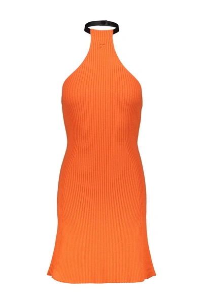 Courrèges Ribbed Mini Dress In Orange