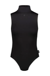 Courrèges Mock Neck Crepe Jersey Bodysuit In Black