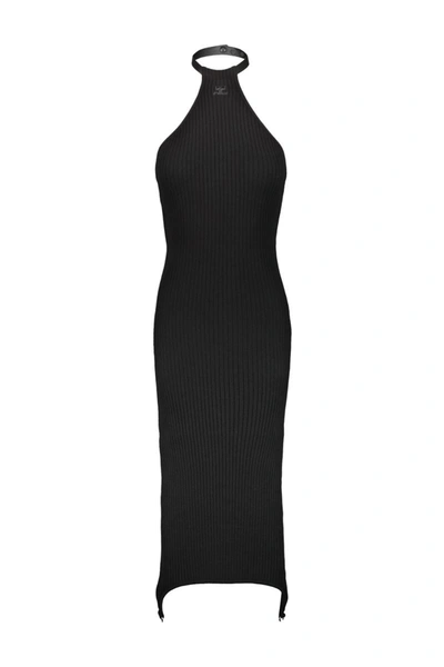 COURRÈGES COURRÈGES RIB KNIT SUSPENDERS DRESS IN BLACK CLOTHING