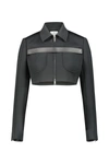Courrèges Cropped Twill Jacket W/ Strap In Black