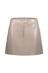 Courrèges Coated Stretch Cotton Miniskirt In Grey