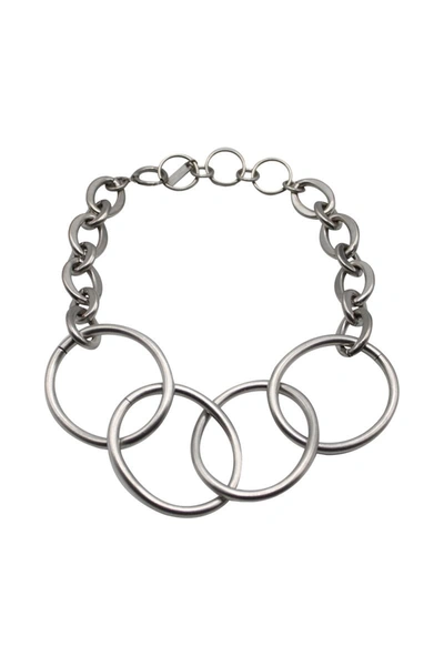 Junya Watanabe Four Ring Chain Link Necklace In Grey