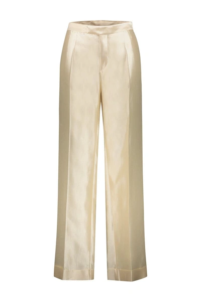 Maison Margiela Pleated Trausers In Mikado Silk Clothing In White