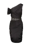 Marine Serre Shelter One-shoulder Draped Jersey Minidress In Black