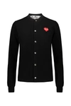 PLAY COMME DES GARCONS COMME DES GARÇONS PLAY BLACK CARDIGAN WITH RED PIXELATED HEART CLOTHING