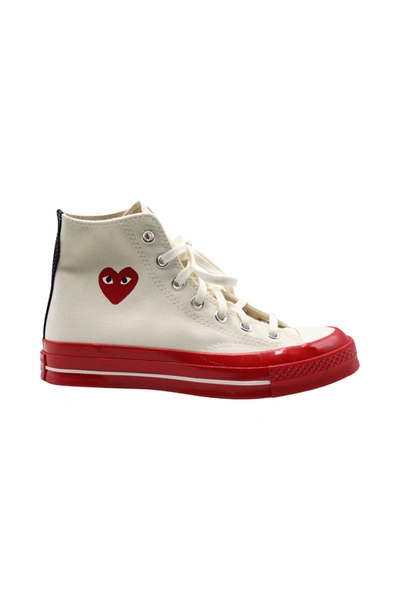 Play Comme Des Garcons Comme Des Garçons Play Red Sun Chuck 70 In White Shoes