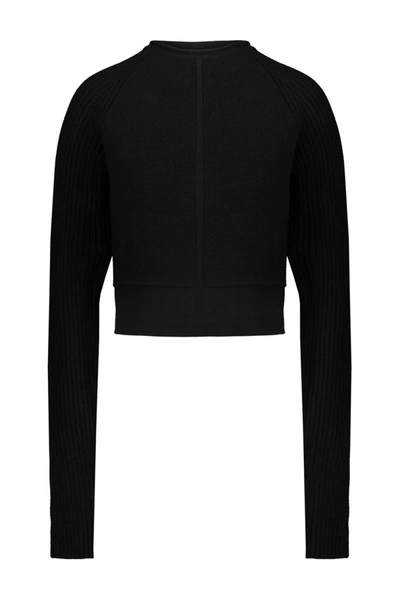 Rick Owens Roundneck Ribbed Knit Jumper In Black