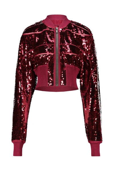 Rick Owens Girdered Flight Embroidered Bomber In Pink & Purple