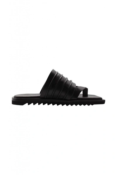 Rick Owens Leather Flat Thong Sandal In Black