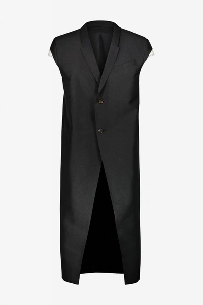 Rick Owens Single Breasted Sleeveless Coat In Black