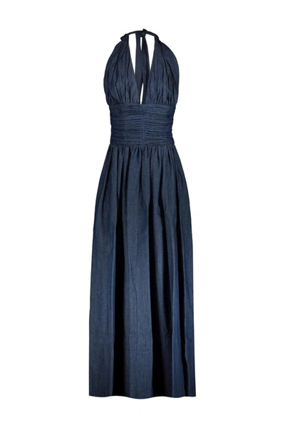 Rochas Long Maxi Dress In Blue