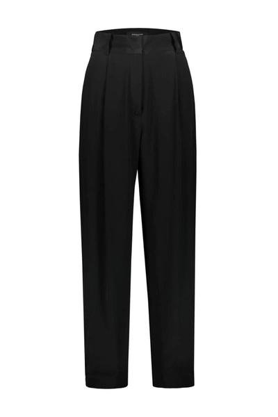 Rochas Pagged High-waisted Trousers In Black