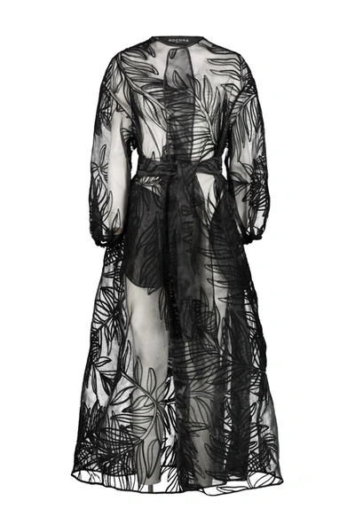 Rochas Opera Coat In Embroidered Organza In Black