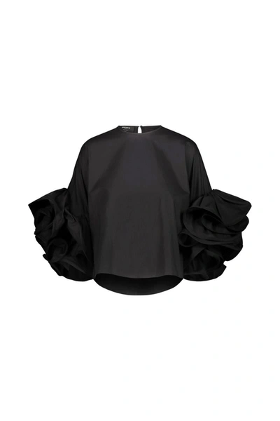 Rochas Ruffled Sleeves Top In Black