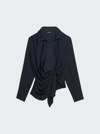 Jacquemus La Robe Bahia Draped Dress In Dark Navy