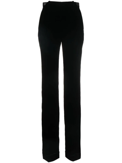 Saint Laurent High Waist Straight Leg Trousers In Black